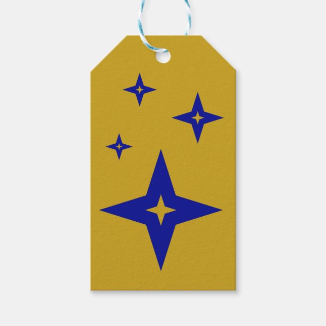Étiquettes de cadeau dorées avec étoiles bleues (Devant)