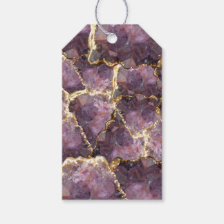 Étiquettes de cadeau en cristal violet doré