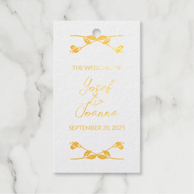 Étiquettes de cadeau en feuille de mariage (Recto)