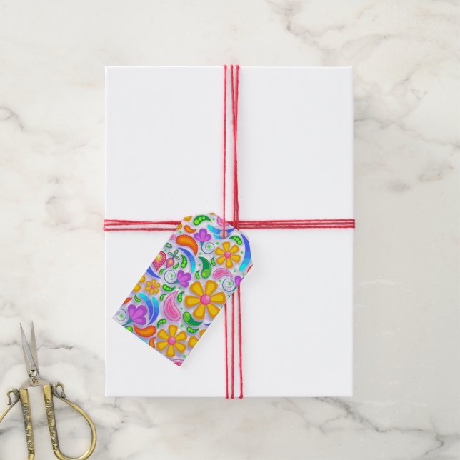 étiquettes de cadeau florales légères (Avec de la ficelle)