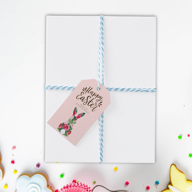 Étiquettes de cadeau florales personnalisées de la (Personalized Easter Bunny Floral Gift Tags)