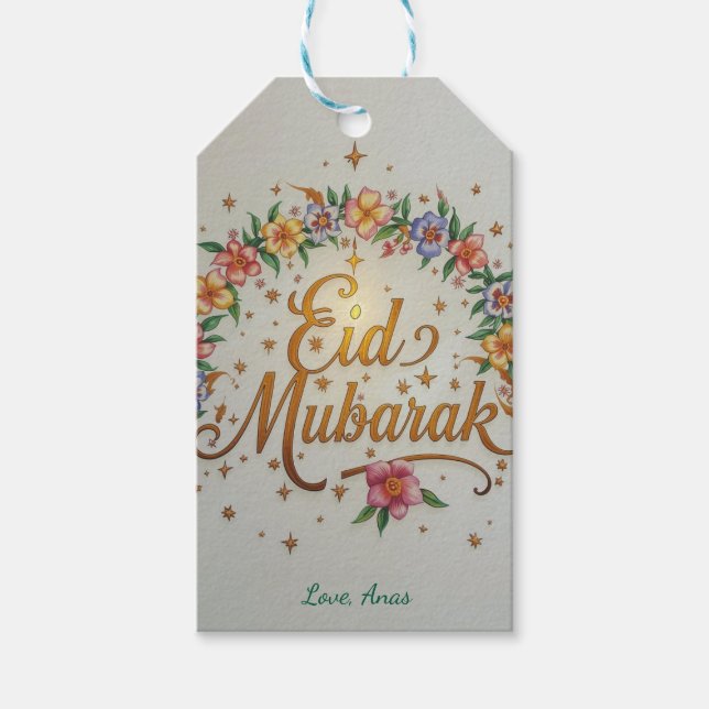 Étiquettes de cadeau personnalisées Eid Mubarak (Devant)