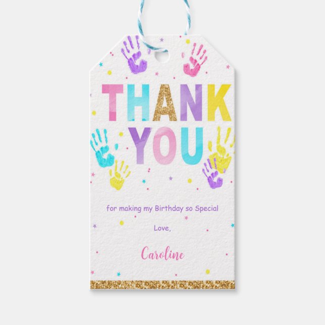 Étiquettes de cadeau Pink & Blue High Five  (Devant)