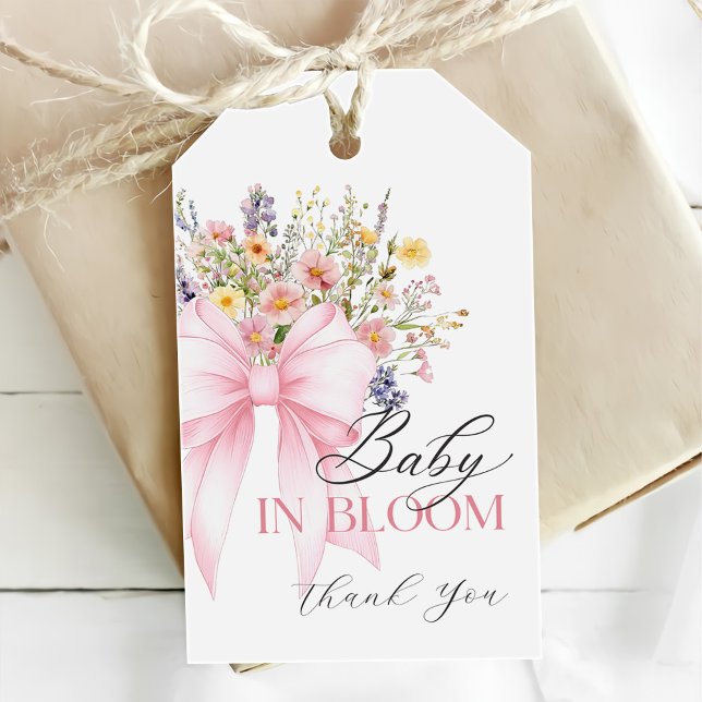 Étiquettes de cadeau pour Baby Shower Baby In Bloo (Créateur téléchargé)
