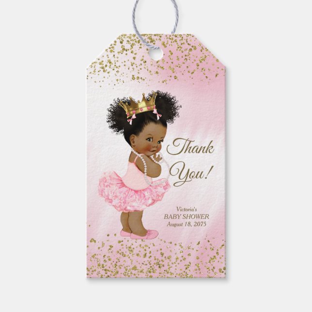 Étiquettes de cadeau pour Baby Shower de princesse (Devant)