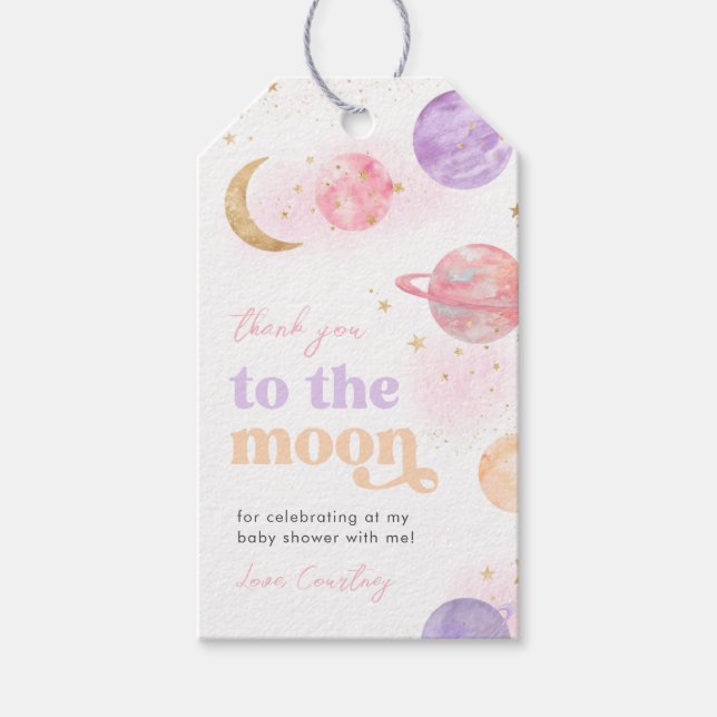 Étiquettes de cadeau pour Baby Shower sur l'espace (Devant)