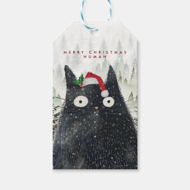 Étiquettes de cadeau pour chat humain de Noël joye (Devant)
