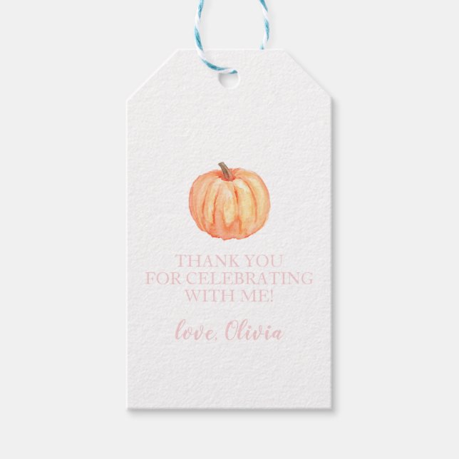 Étiquettes de cadeau rose Petit Citrouille pour pr (Devant)