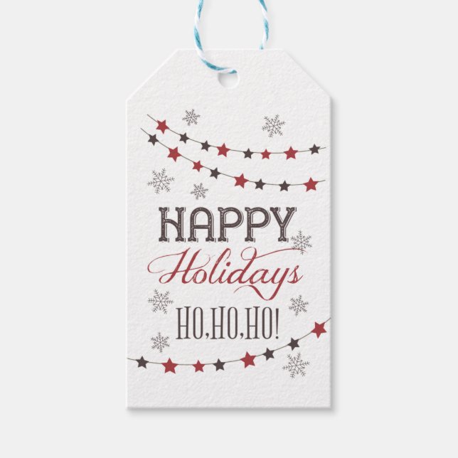 Étiquettes de cadeau Rustiques Joyeuses Fêtes de N (Devant)