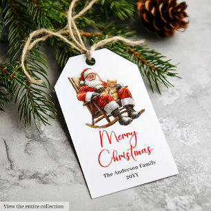 Étiquettes de cadeau rustiques Père Noël tradition