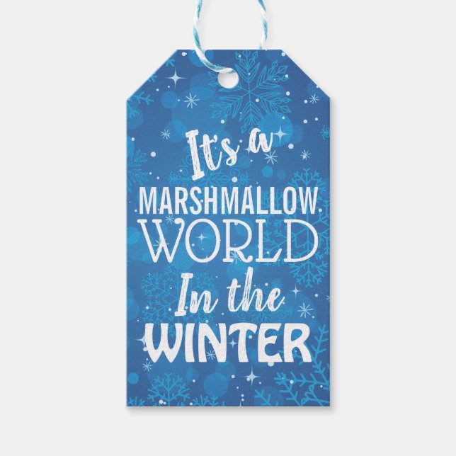 Étiquettes de cadeaux bleues pour marshmallow de N (Devant)