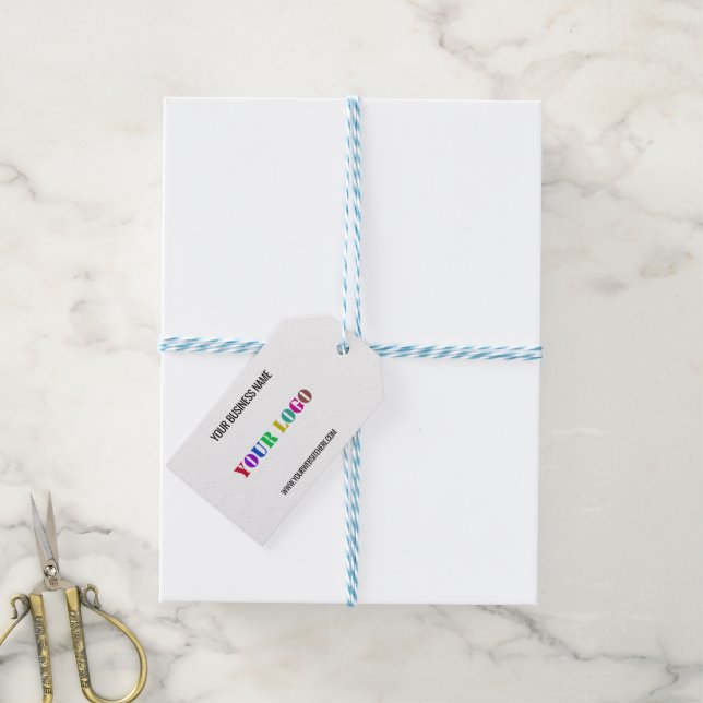 Étiquettes de cadeaux d'affaires avec logo et text (Avec de laficelle)