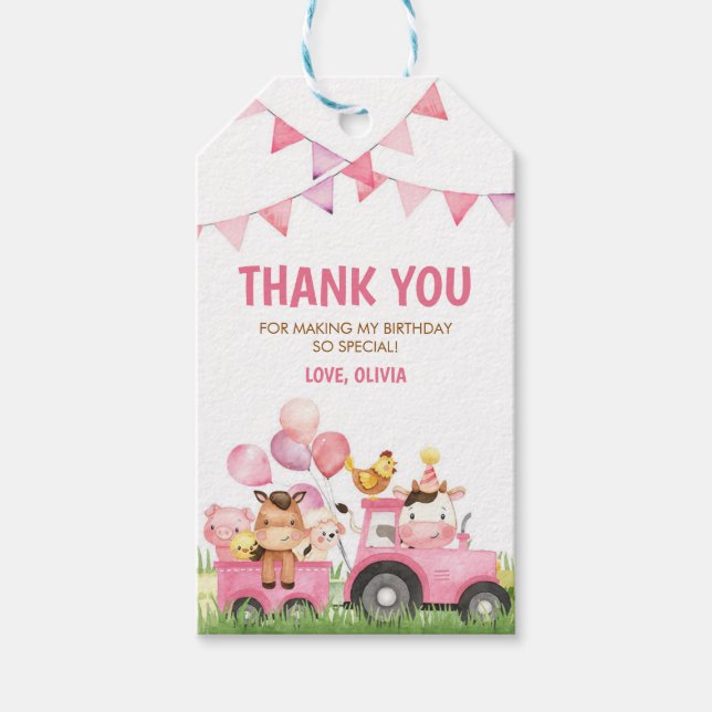 Étiquettes de cadeaux d'animaux de ferme, de basse (Devant)