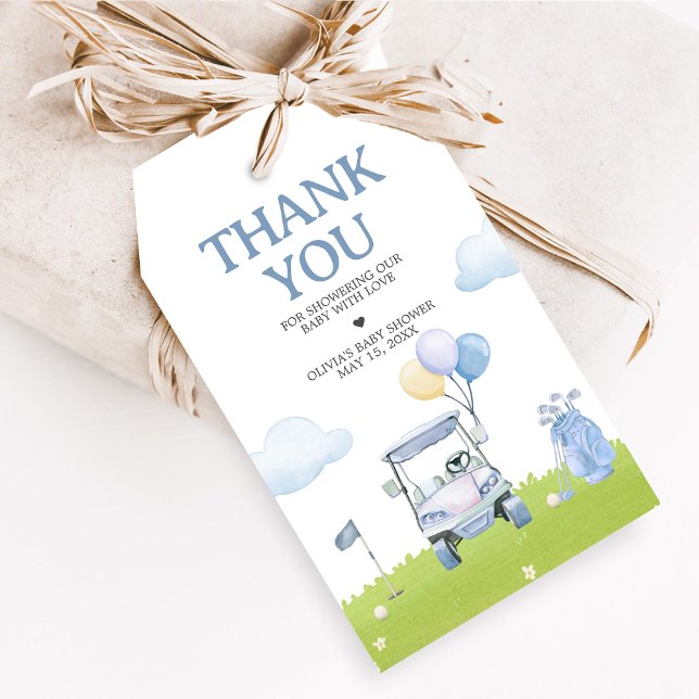 Étiquettes de cadeaux de baby shower de golf Bébé  (Golf A Little Putter Baby Shower Favor Tags)