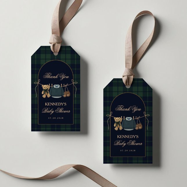 Étiquettes de cadeaux de baby shower Ourson Polo P (Créateur téléchargé)