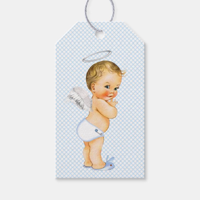Étiquettes de cadeaux de baptême pour garçons (Devant)