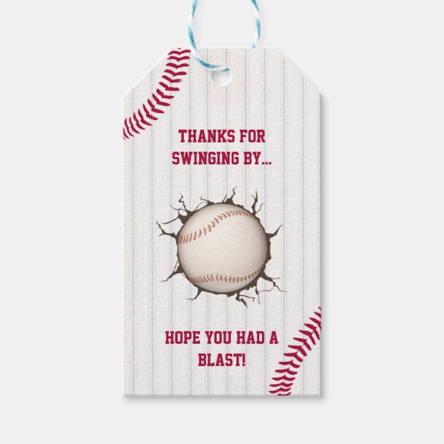 Étiquettes de cadeaux de baseball Merci d'être pas (Devant)