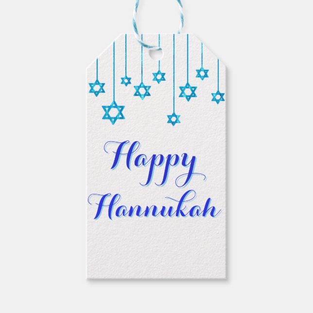 Étiquettes de cadeaux de bénédictions de Hanukkah (Devant)