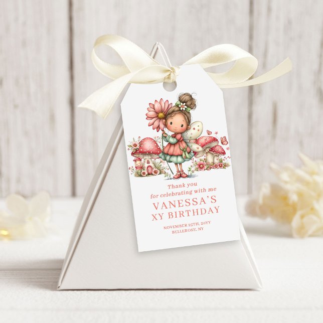 Étiquettes de cadeaux de fête de 2 ans de Fée Magi (Magical Whimsy Fairy 2nd Birthday Favor Gift Tags)