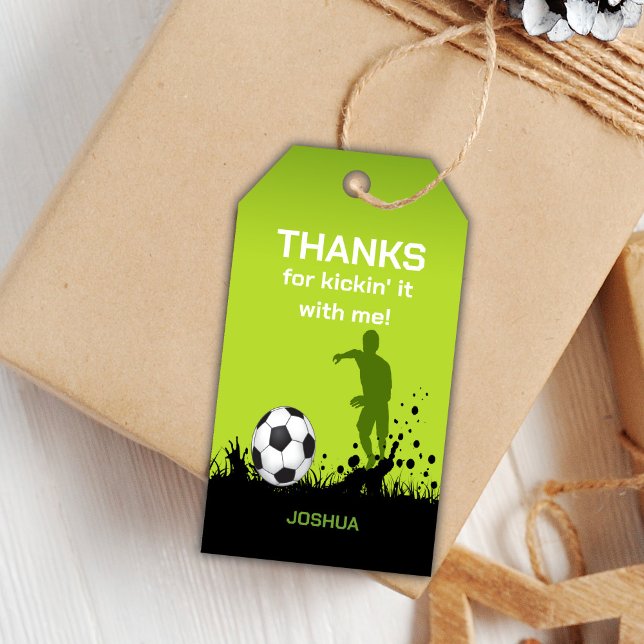 Étiquettes de cadeaux de fête de sport pour garçon (Running Soccer Birthday Gift Tags)