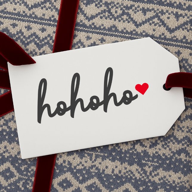 Étiquettes de cadeaux de fêtes | Ho Ho Ho Cœur de  (Minimalist holiday gift tags with playful handwritten typography for festive, stylish wrapping)