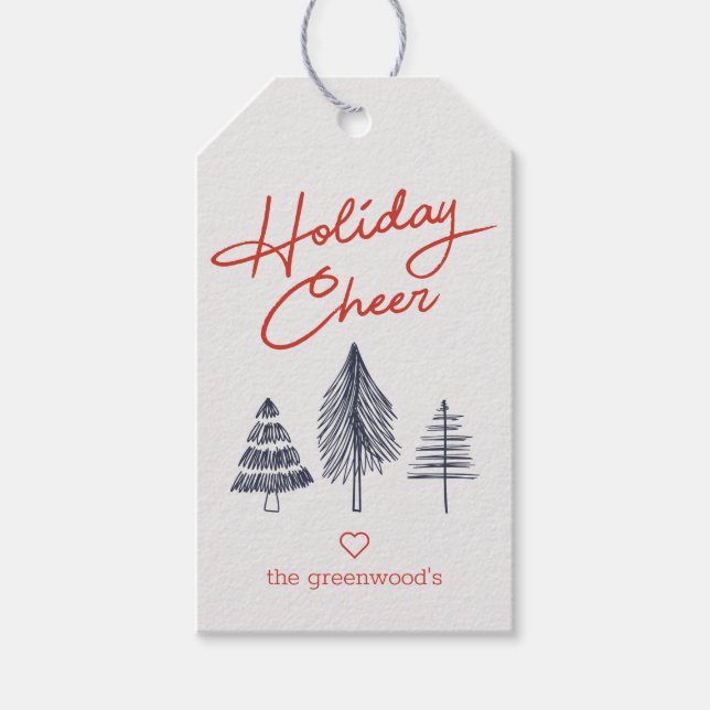 Étiquettes de cadeaux de Joie minimale de Noël (Devant)