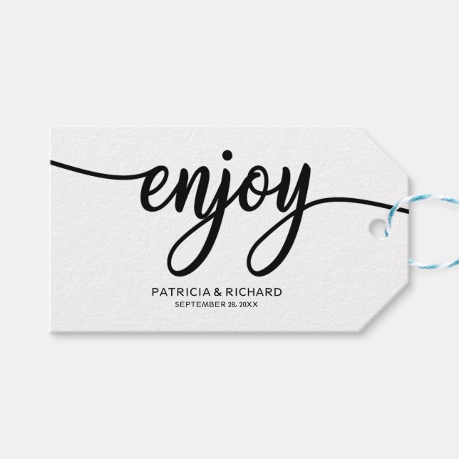 Étiquettes de cadeaux de mariage avec calligraphie (Devant (Horizontal))
