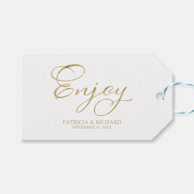 Étiquettes de cadeaux de mariage avec écriture sur (Devant (Horizontal))