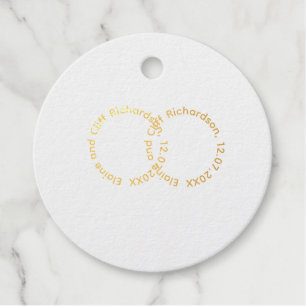 Étiquettes de cadeaux de mariage avec noms, forme