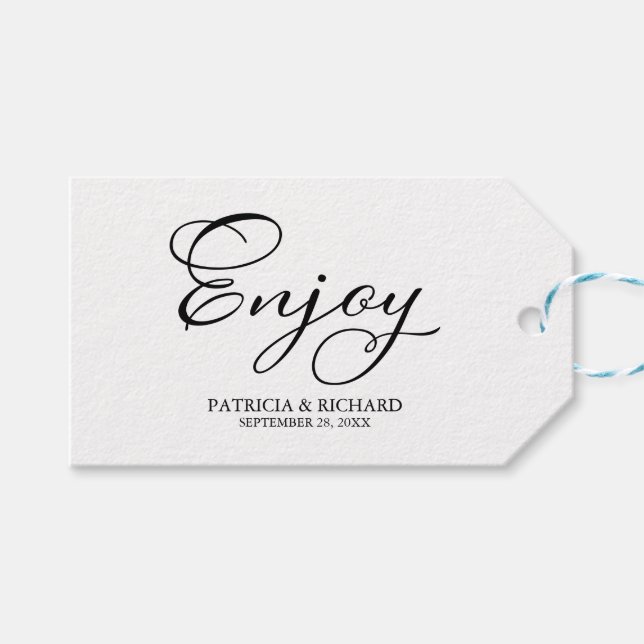 Étiquettes de cadeaux de mariage avec un script si (Devant (Horizontal))