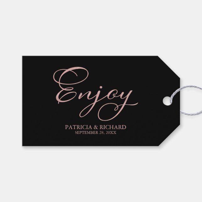 Étiquettes de cadeaux de mariage avec un script si (Devant (Horizontal))