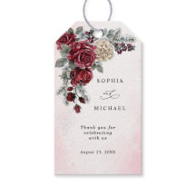 Étiquettes de cadeaux de mariage d'hiver Roses Gel