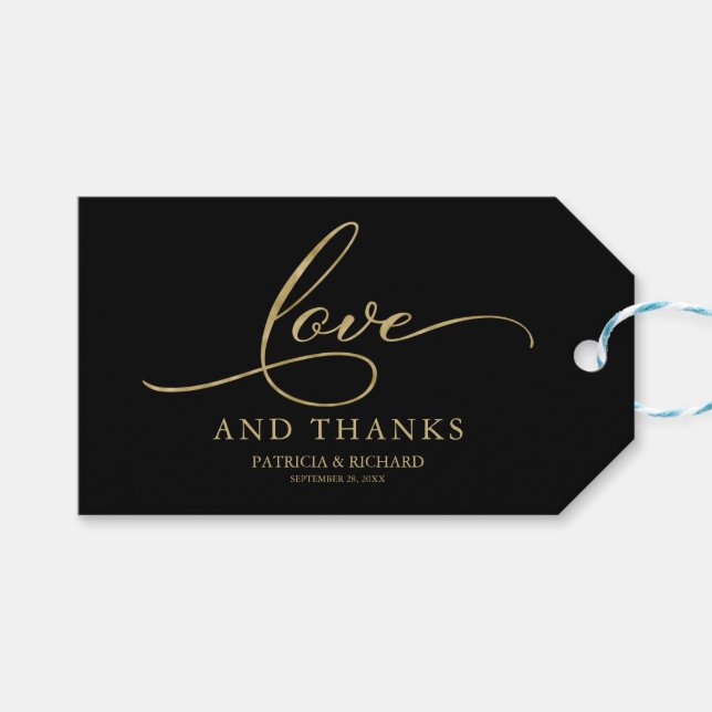 Étiquettes de cadeaux de mariage en feuille d'or " (Devant (Horizontal))