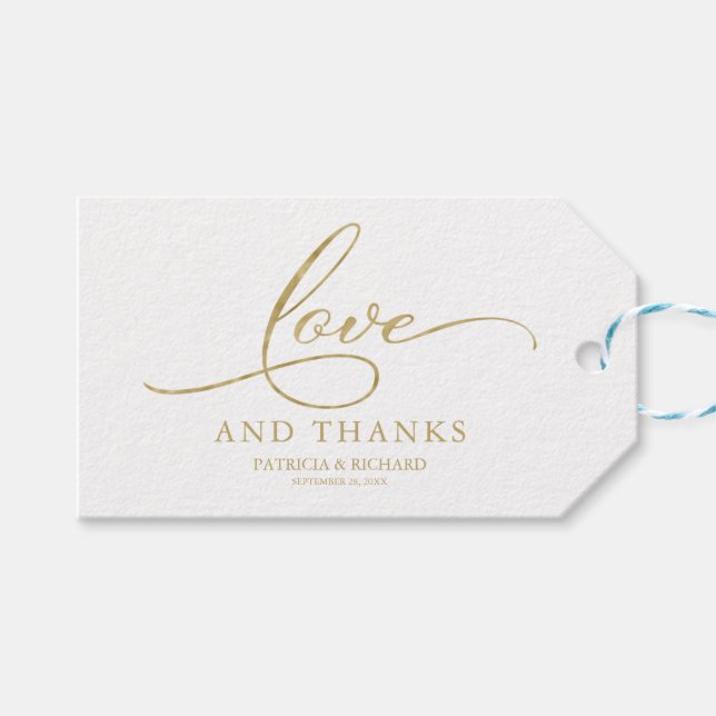 Étiquettes de cadeaux de mariage en feuille d'or " (Devant (Horizontal))