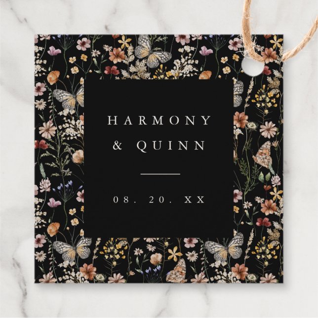 Étiquettes de cadeaux de mariage Fleur sauvage à f (Dos)