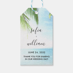 Étiquettes de cadeaux de mariage pour plage tropic