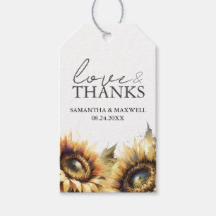 Étiquettes de cadeaux de mariage Tournesols aquare