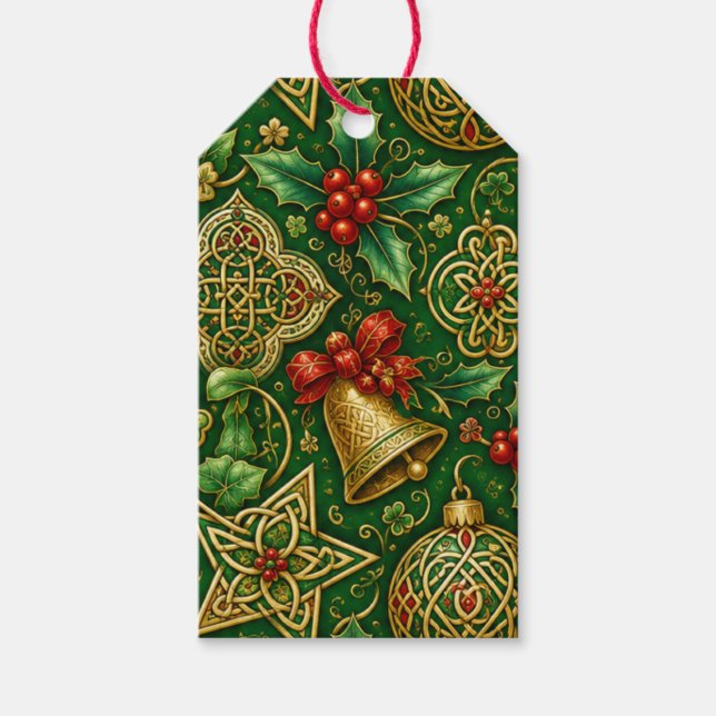 Étiquettes de cadeaux de Noël celtiques (Devant)