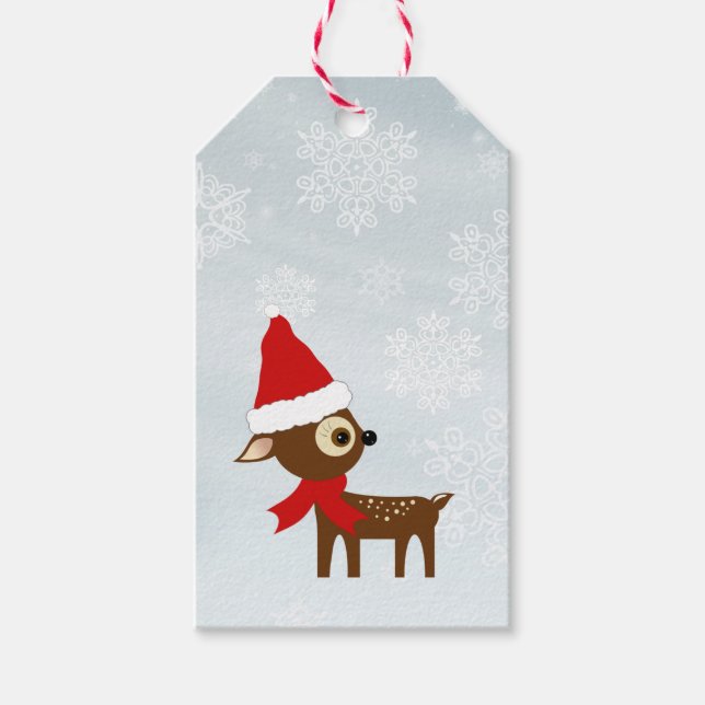 Étiquettes de cadeaux de Noël de petits rennes mig (Devant)
