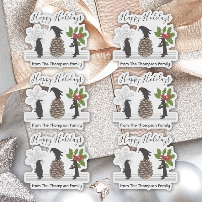 Étiquettes de cadeaux de Noël de pingouin drôle de (Créateur téléchargé)