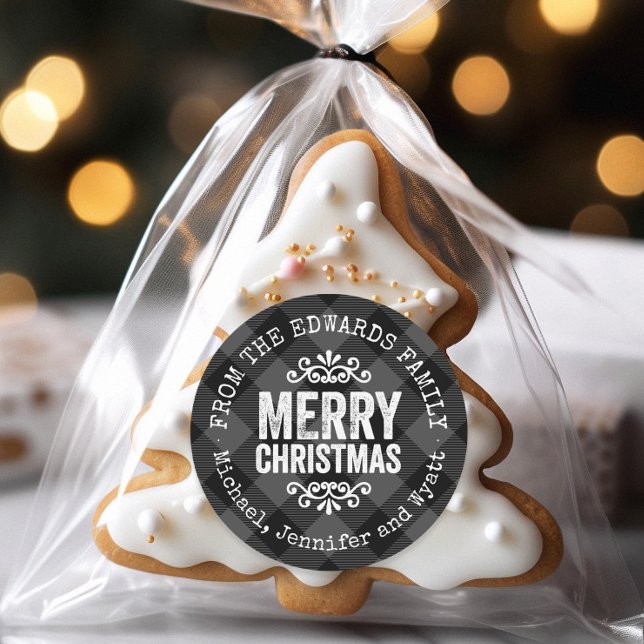Étiquettes de cadeaux de Noël en gris rustique à c (Créateur téléchargé)