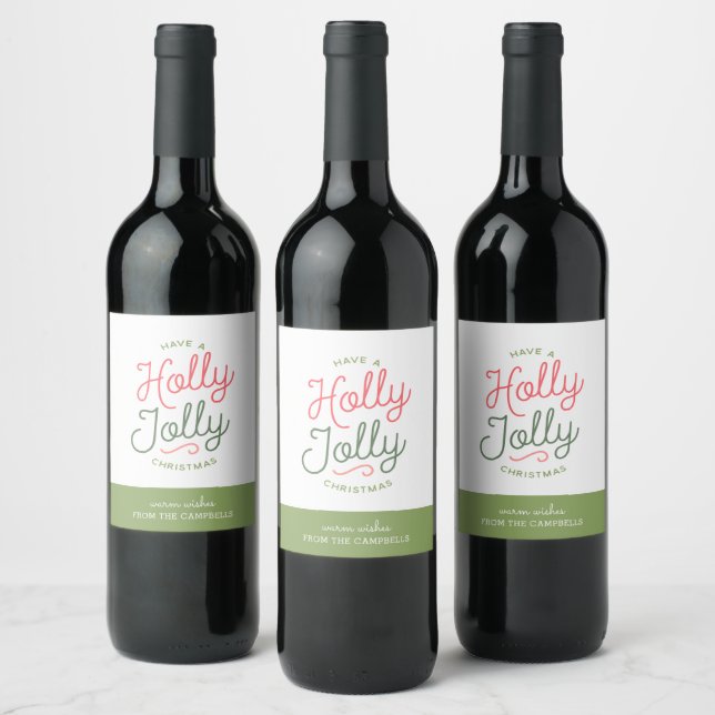 Étiquettes de cadeaux de Noël Holly Jolly (Bouteilles)