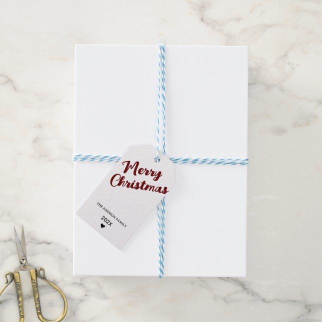 Étiquettes de cadeaux de Noël rouge moderne – Joye (Avec de laficelle)