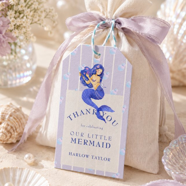 Étiquettes de cadeaux de premier anniversaire de s (Mermaid First Birthday Favor Tags)