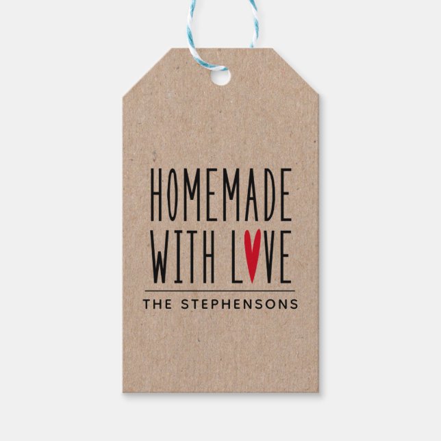 Étiquettes de Cadeaux Faits avec Amour (Devant)