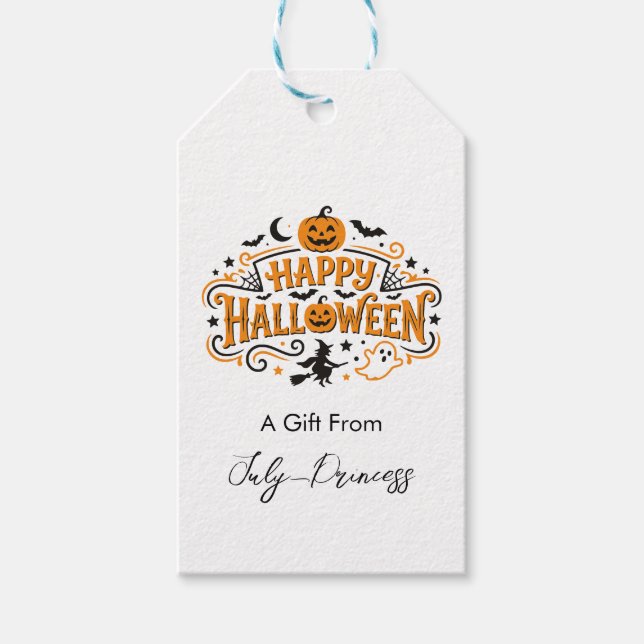 Étiquettes de cadeaux Halloween, étiquettes de cad (Devant)