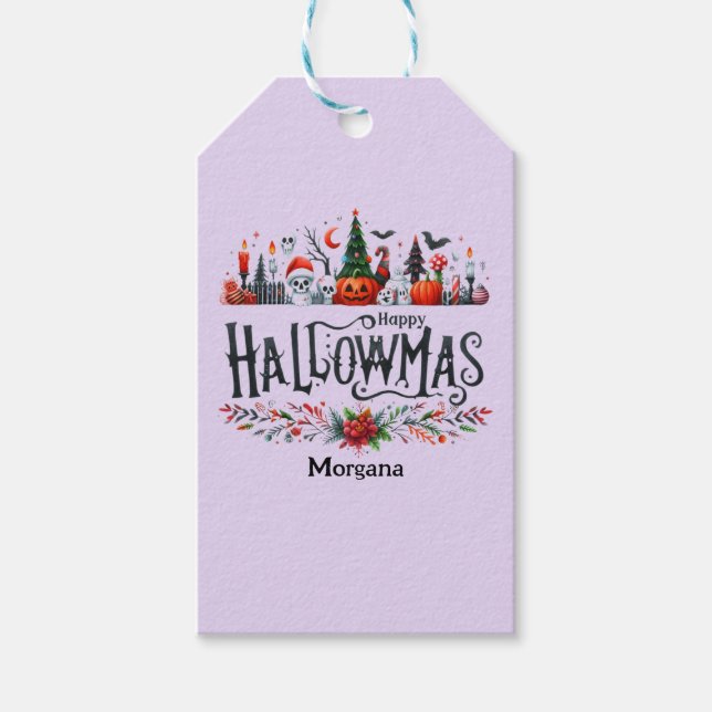 Étiquettes de cadeaux Hallowmas Halloween Noël Mas (Devant)