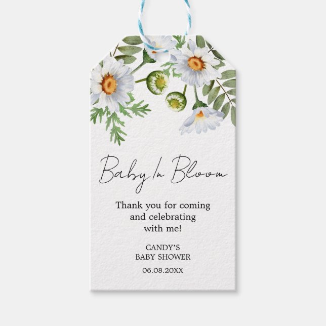 Étiquettes de cadeaux pour Baby Shower Daisy Merci (Devant)
