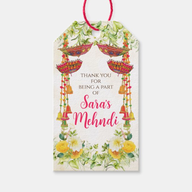 Étiquettes de cadeaux pour cérémonie Mehndi (Devant)