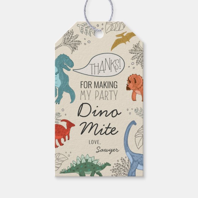 Étiquettes de cadeaux pour fête d'anniversaire din (Devant)